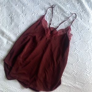 Love Stitch burgundy satin lace cami size large